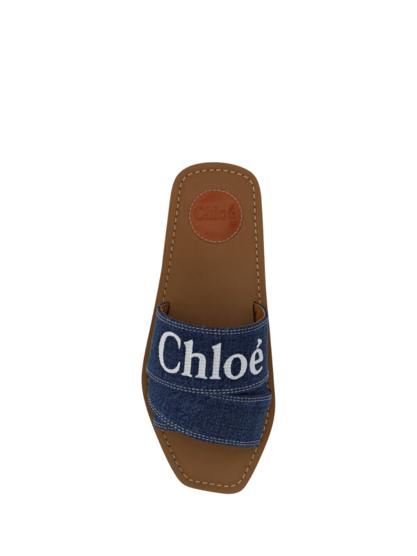 Chloé Sumptuous Cotton Woody Slide Sandals in Denim Blue - Image 4