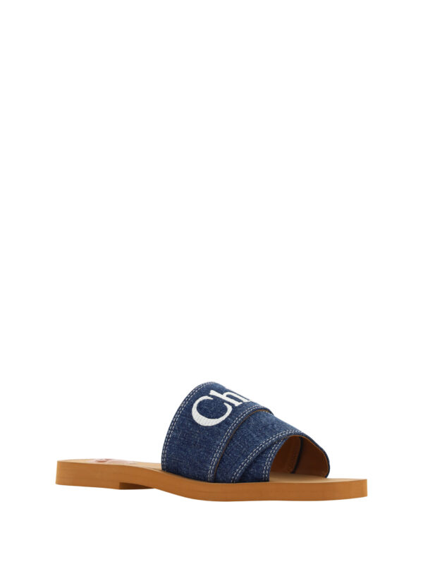 Chloé Sumptuous Cotton Woody Slide Sandals in Denim Blue - Image 3