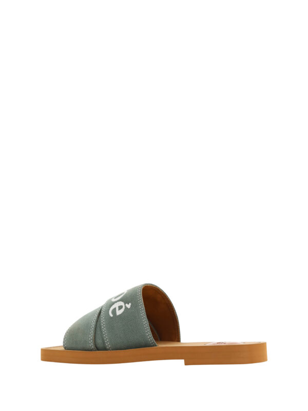 Chloé Elegant Forest Green Cotton Slides - Image 3