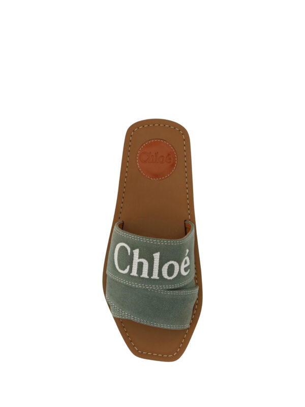 Chloé Elegant Forest Green Cotton Slides - Image 4