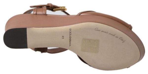 Dolce & Gabbana Chic Brown Leather Ankle Strap Wedges - Image 3
