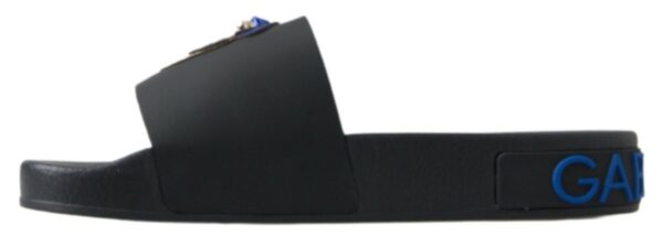 Dolce & Gabbana Elegant Black Leather Slide Sandals - Image 6