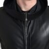 Dolce & Gabbana Elegant Black Leather Bomber Jacket - Image 3