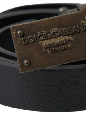 Dolce & Gabbana Elegant Black Leather Belt - Metal Buckle Closure