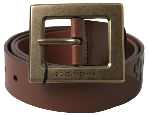 Dolce & Gabbana Elegant Leather Belt with Metal Buckle - Image 2
