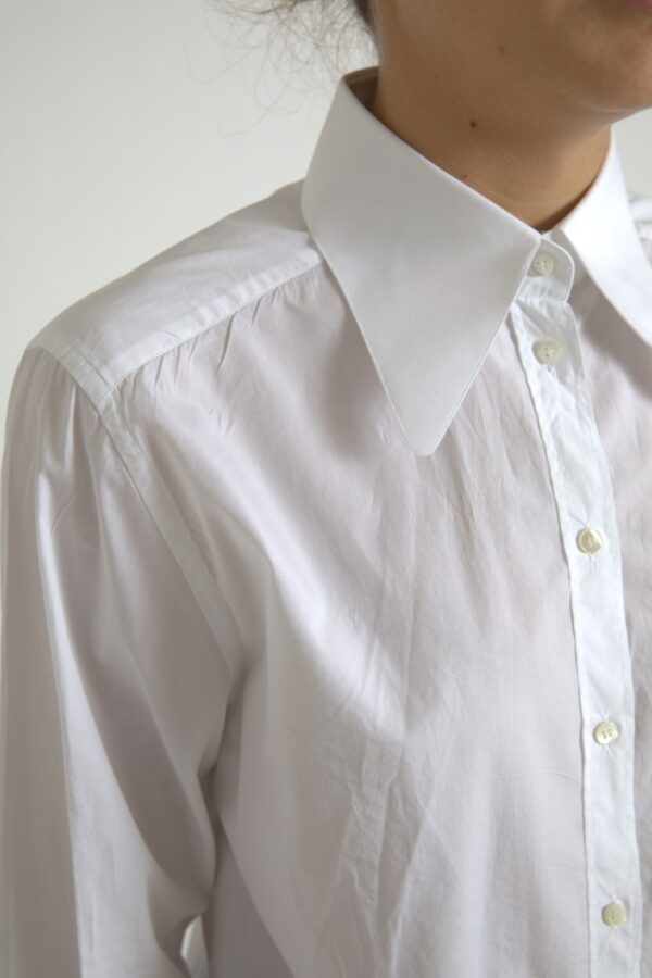 Dolce & Gabbana Elegant White Cotton Collared Top - Image 2