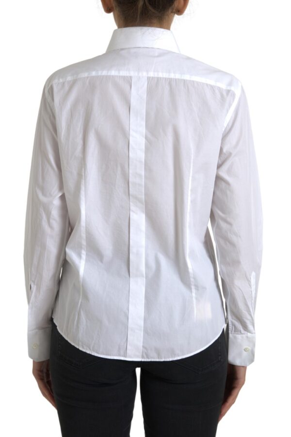 Dolce & Gabbana Elegant White Cotton Collared Top - Image 4