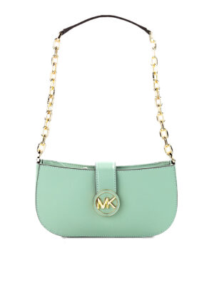 Michael Kors Carmen Small Sea Green Leather Pouchette Shoulder Crossbody Purse