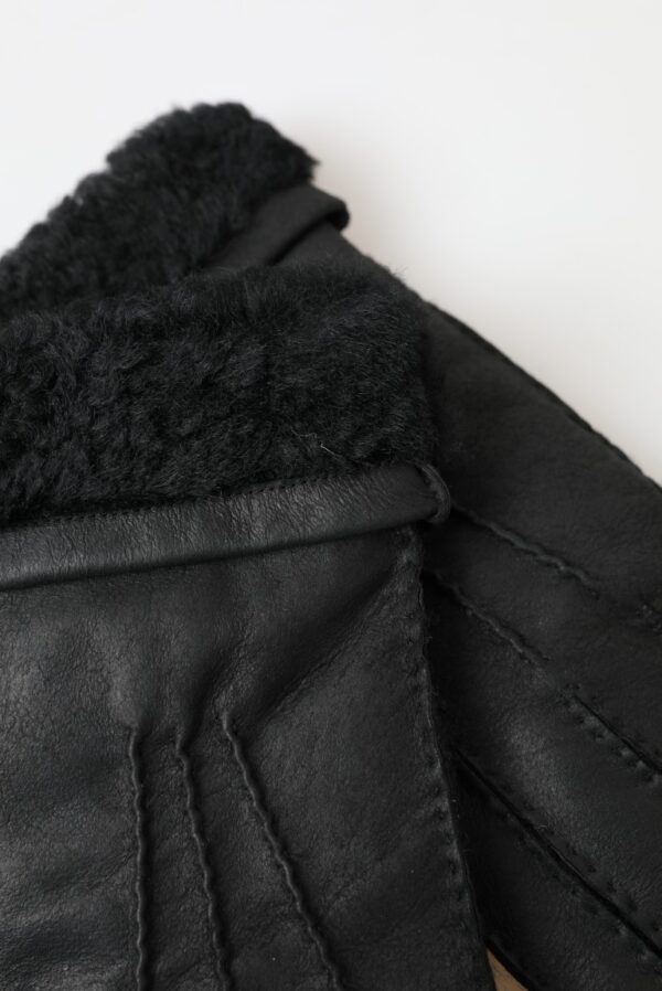 Dolce & Gabbana Elegant Black Leather Winter Gloves - Image 5