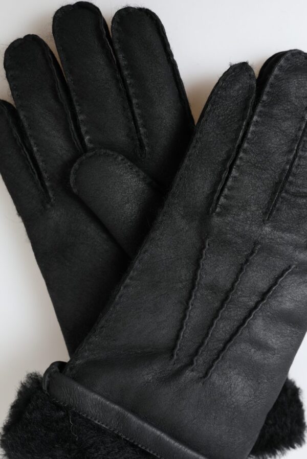 Dolce & Gabbana Elegant Black Leather Winter Gloves - Image 4