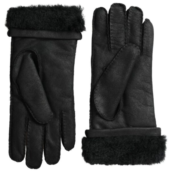 Dolce & Gabbana Elegant Black Leather Winter Gloves - Image 3