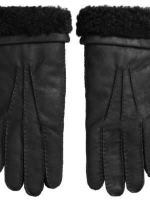 Dolce & Gabbana Elegant Black Leather Winter Gloves