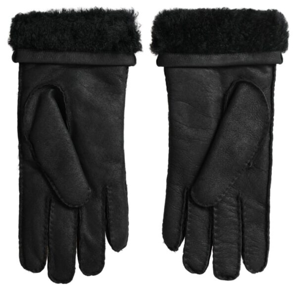 Dolce & Gabbana Elegant Black Leather Winter Gloves - Image 2