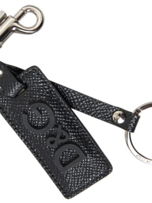 Dolce & Gabbana Elegant Black Leather Keyring Accessory