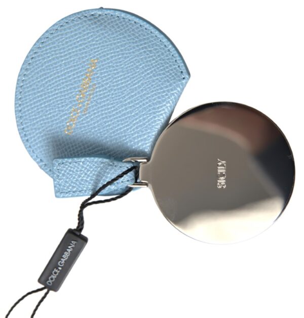 Dolce & Gabbana Elegant Leather Mirror Holder in Light Blue - Image 3
