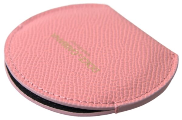 Dolce & Gabbana Chic Pink Leather Hand Mirror Holder - Image 3