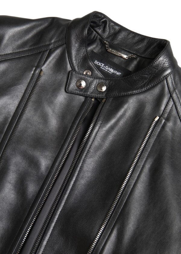 Dolce & Gabbana Sleek Black Leather Biker Jacket - Image 2
