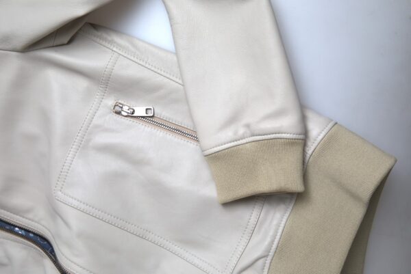 Dolce & Gabbana Cream Leather Bomber Jacket - Image 7
