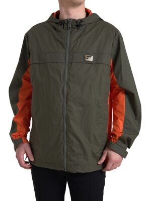 Dolce & Gabbana Elegant Hooded Full Zip Jacket in Green and Orange
