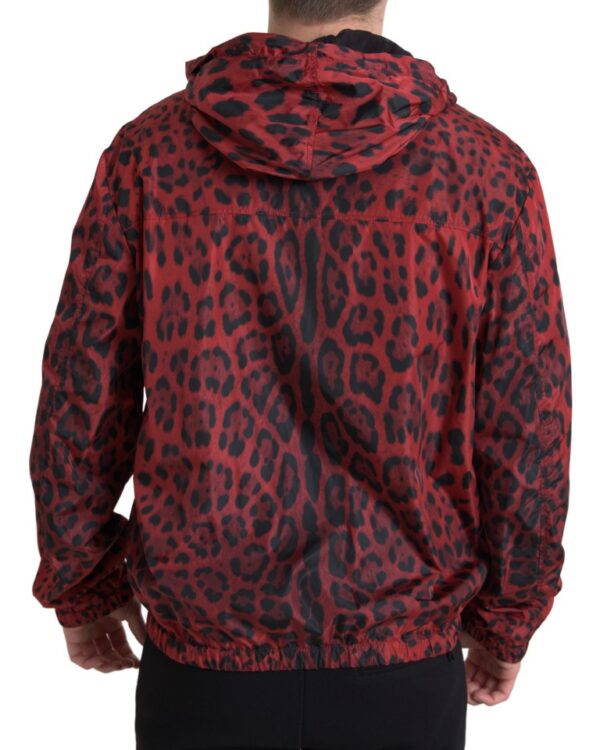 Dolce & Gabbana Red Leopard Hooded Bomber Jacket - Image 5