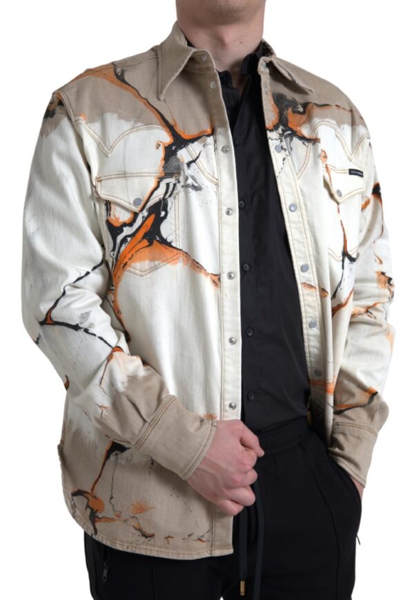 Dolce & Gabbana Multicolor Cotton Stretch Denim Shirt - Image 5
