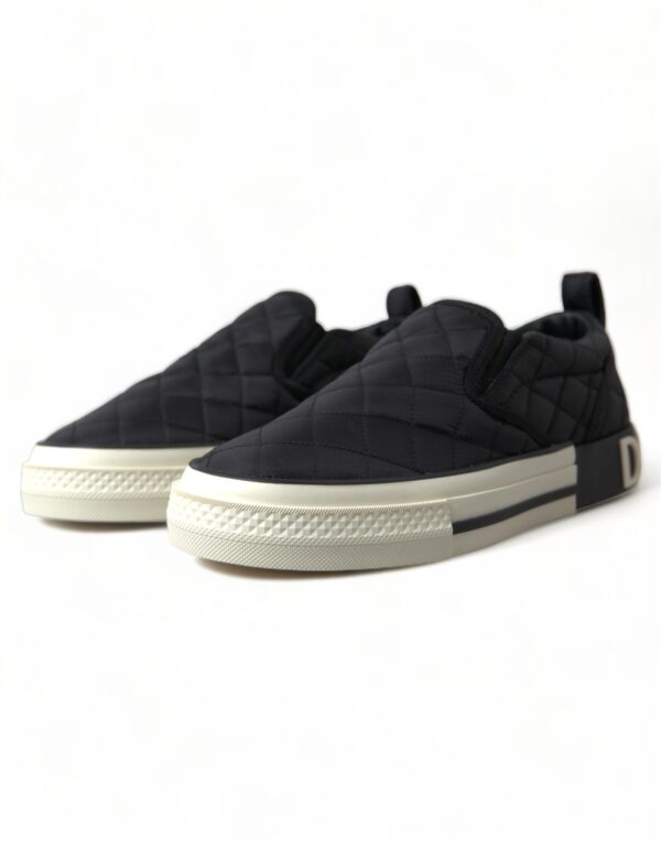 Dolce & Gabbana Elegant Quilted Black Canvas Sneakers - Image 3