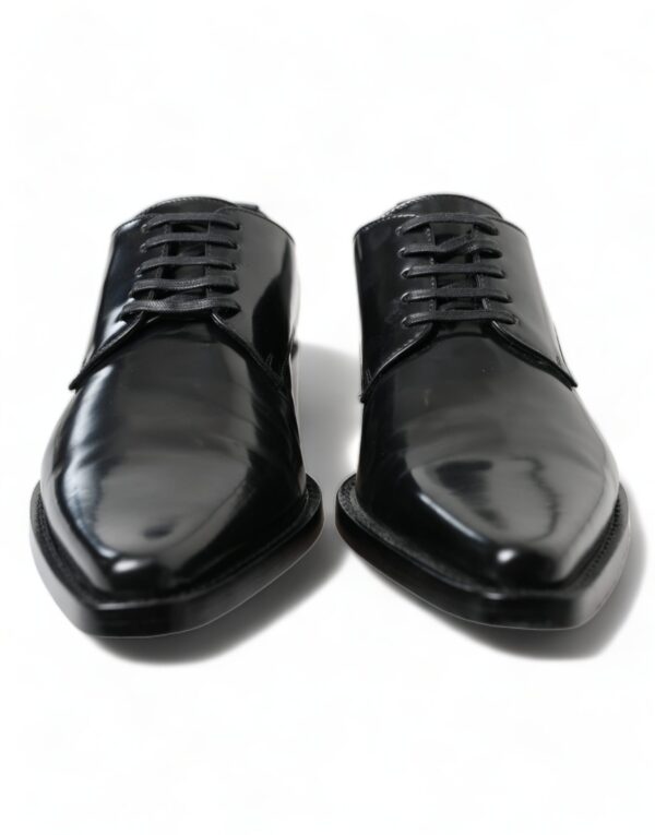 Dolce & Gabbana Elegant Black Leather Formal Flats - Image 2