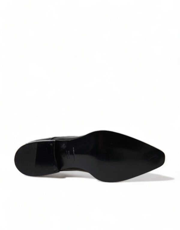 Dolce & Gabbana Elegant Black Leather Formal Flats - Image 6