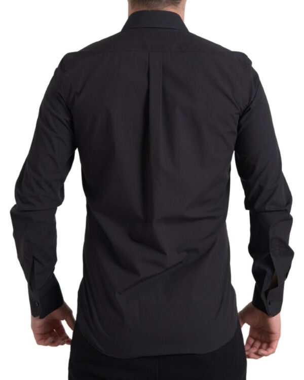 Dolce & Gabbana Elegant Slim Fit Black Cotton Dress Shirt - Image 4
