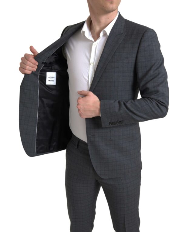 Dolce & Gabbana Elegant Grey Checkered Slim Fit Suit - Image 5