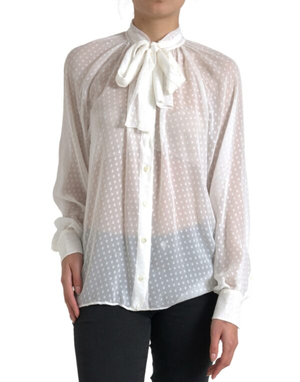 Dolce & Gabbana Elegant Sheer Silk Button-Up Blouse - Image 3