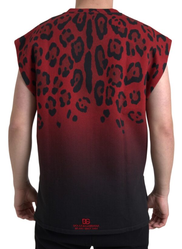 Dolce & Gabbana Red Leopard Print Cotton Tank Top - Image 4