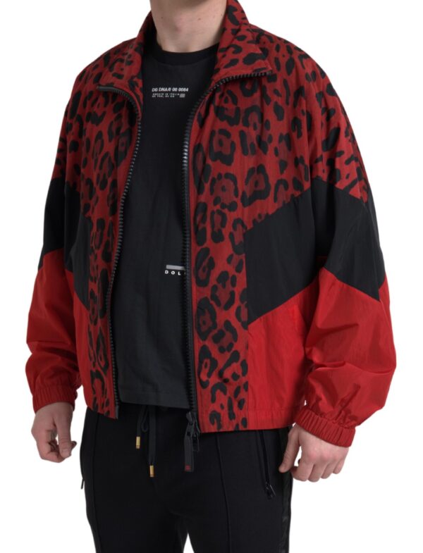 Dolce & Gabbana Red Leopard Zip Sweater Jacket - Image 5