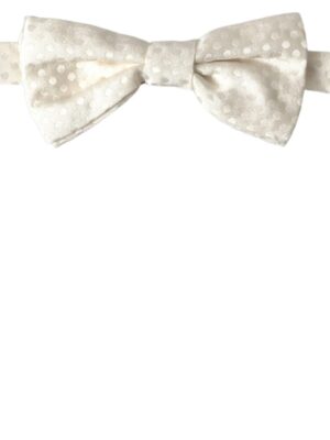 Dolce & Gabbana Elegant Ivory Fantasy Pattern Silk Bow Tie