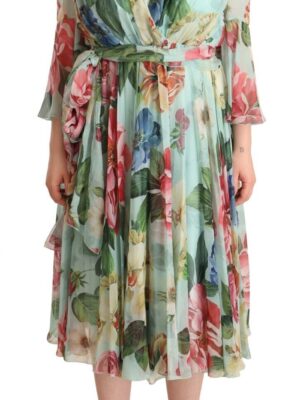 Dolce & Gabbana Floral Silk Midi Wrap Dress