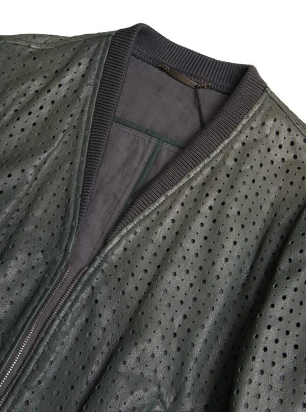 Dolce & Gabbana Emerald Green Goatskin Bomber Jacket - Image 3