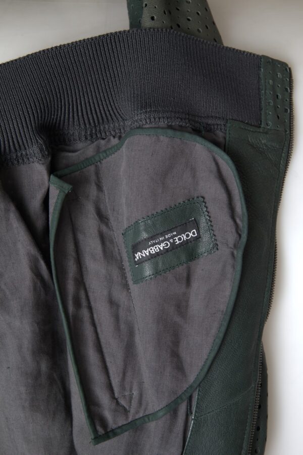 Dolce & Gabbana Emerald Green Goatskin Bomber Jacket - Image 4