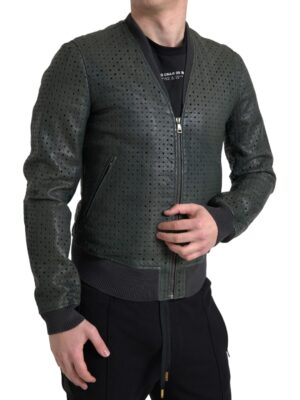 Dolce & Gabbana Emerald Green Goatskin Bomber Jacket