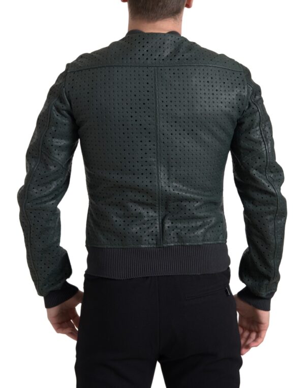 Dolce & Gabbana Emerald Green Goatskin Bomber Jacket - Image 5