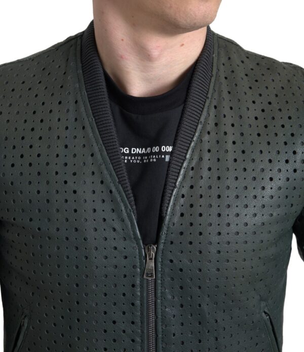 Dolce & Gabbana Emerald Green Goatskin Bomber Jacket - Image 2