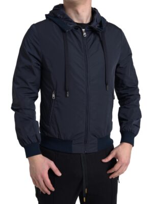Dolce & Gabbana Elegant Blue Hooded Sweatshirt with Zip Closure