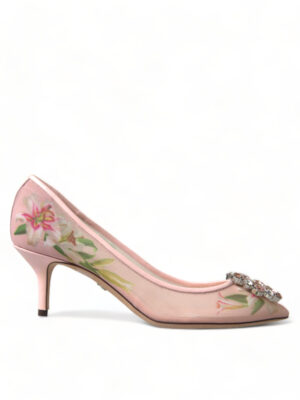 Dolce & Gabbana Elegant Pink Floral Crystal Pumps
