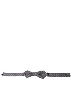 Dolce & Gabbana Elegant Silk Gray Polka Dot Bow Tie