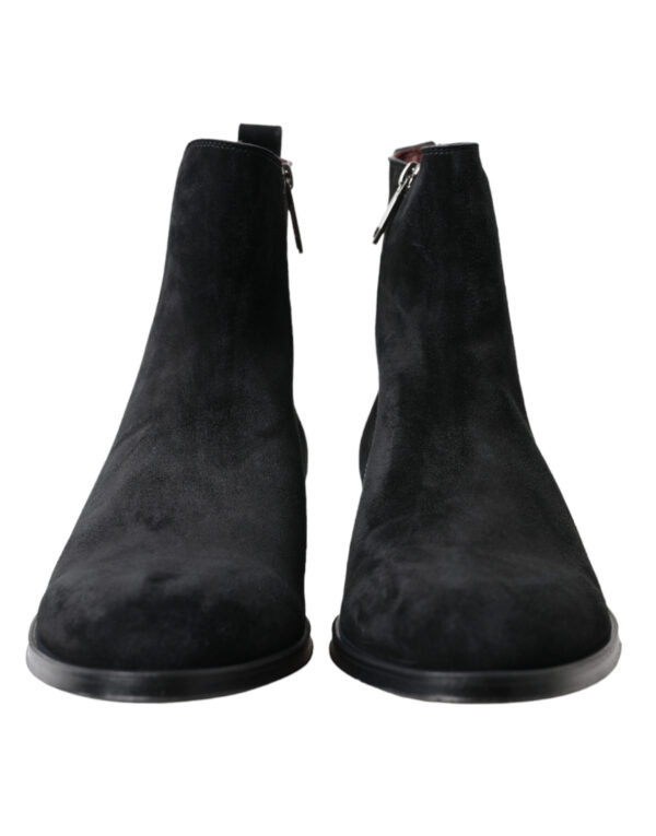 Dolce & Gabbana Elegant Black Velvet Mid-Calf Boots - Image 2