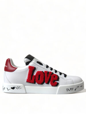 Dolce & Gabbana Chic White Portofino Leather Sneakers