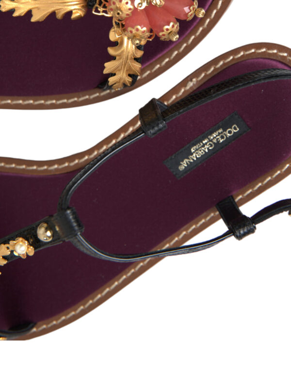 Dolce & Gabbana Elegant Crystal-Adorned Flat Sandals - Image 8
