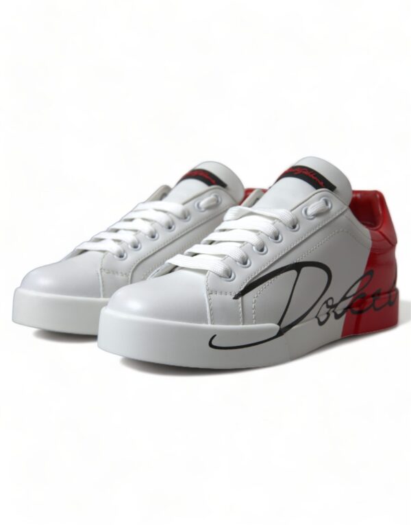 Dolce & Gabbana Elegant White Leather Portofino Sneakers - Image 4