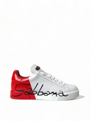 Dolce & Gabbana Elegant White Leather Portofino Sneakers