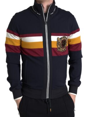 Dolce & Gabbana Elegant Blue Striped Zip Cardigan Sweater
