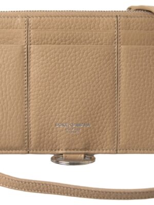 Dolce & Gabbana Elegant Beige Leather Wallet with Detachable Strap